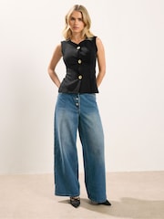 PixieGirl Petite Black 3 Button Sleeveless Top - Image 2 of 5