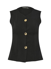 PixieGirl Petite Black 3 Button Sleeveless Top - Image 5 of 5