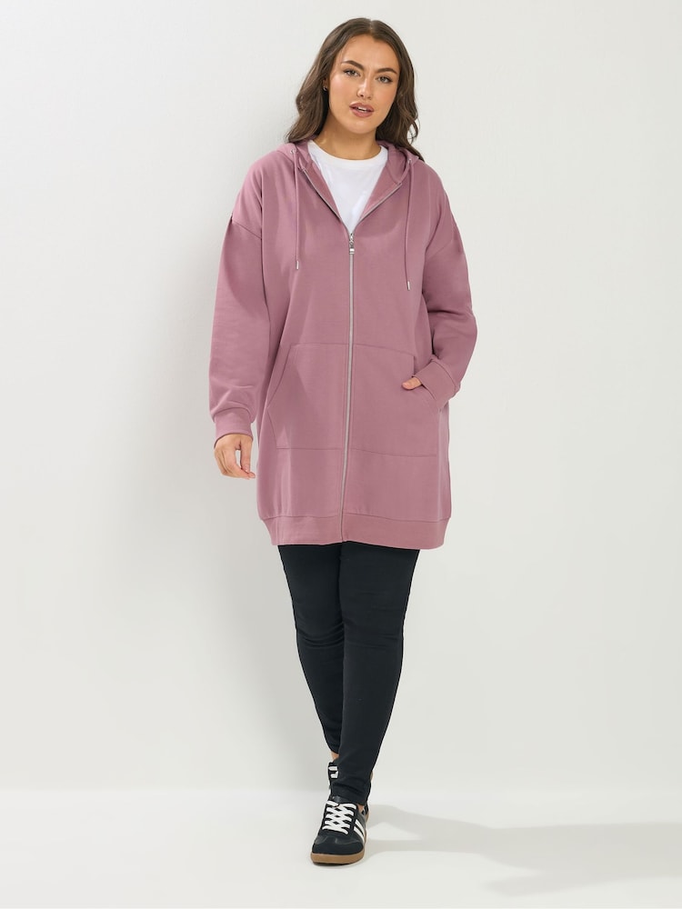 Yours Curve Pink Longline Hoodie - Image 2 of 5