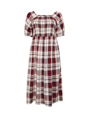 Yours Curve Red Shirred Square Neck Dress - Image 5 of 5