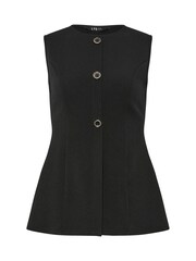 Long Tall Sally Black Button Textured Waistcoat - Image 5 of 5