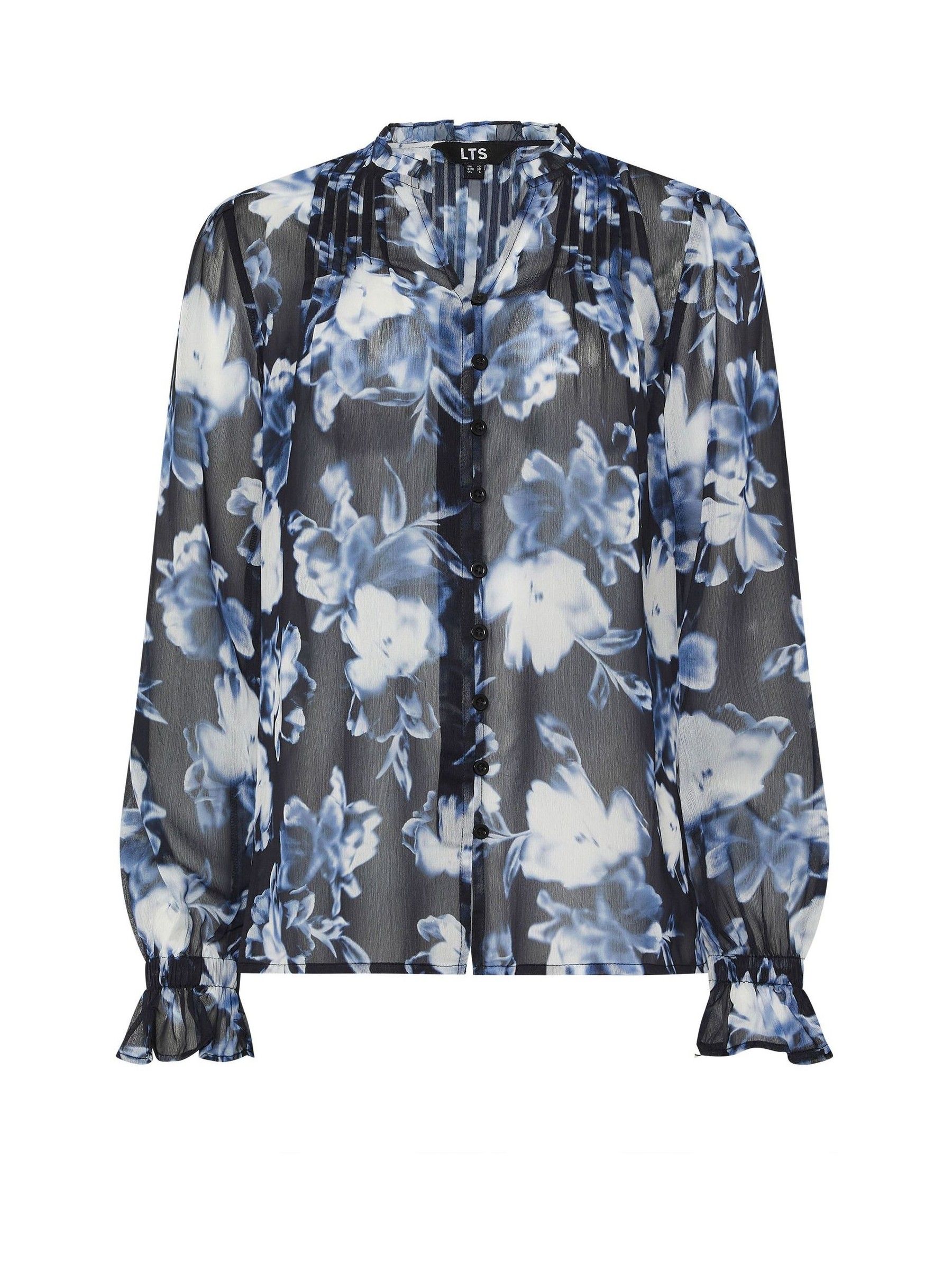 Buy Long Tall Sally Blue Smudge Georgette Pintuck Blouse from Next