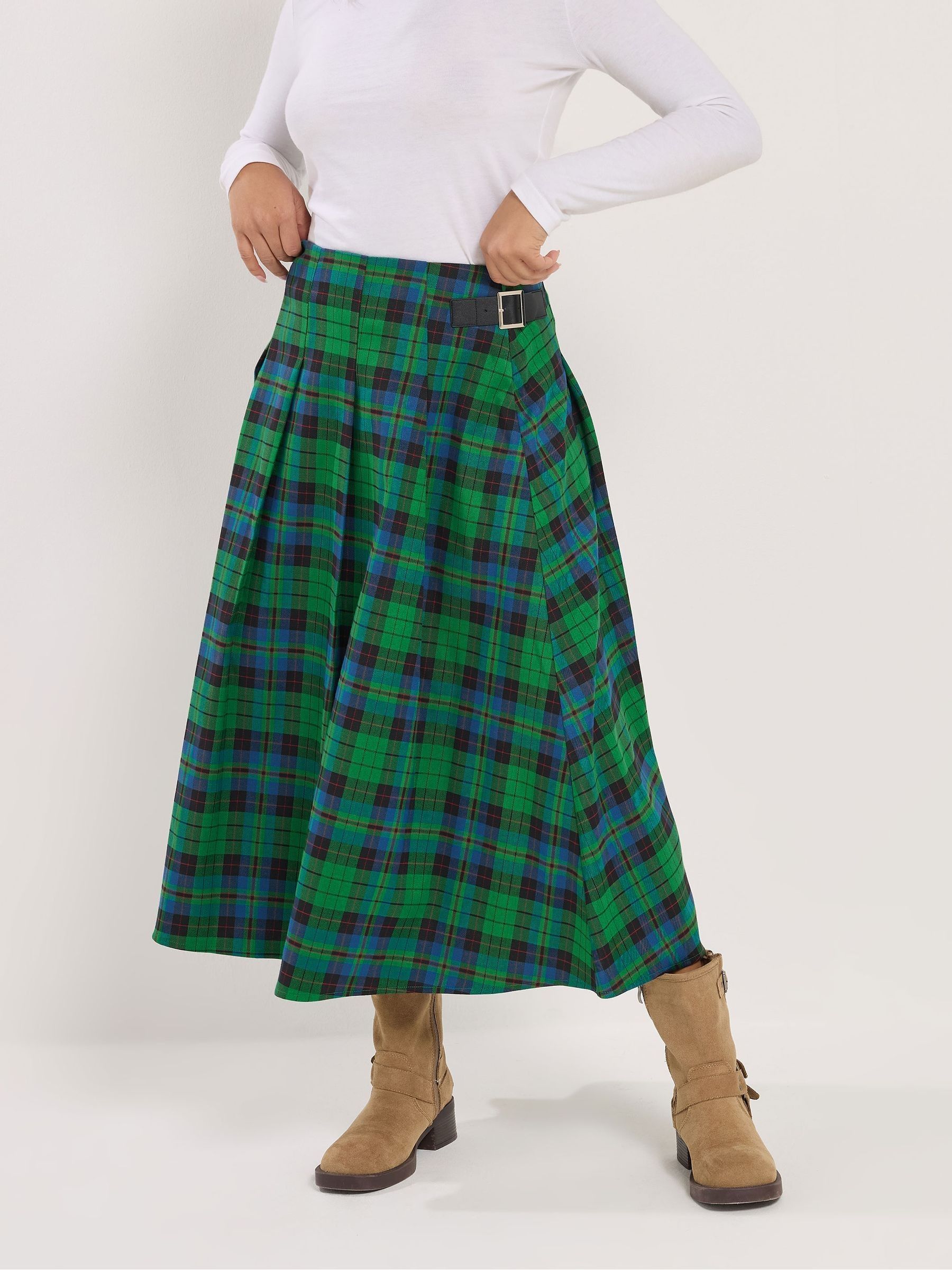 Buy PixieGirl Petite Green Checked Buckle Midi Skirt from Next India