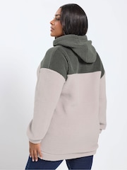 Yours Curve Grey Colour Block Teddy Hoodie - Image 3 of 5