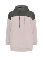 Yours Curve Grey Colour Block Teddy Hoodie - Image 5 of 5