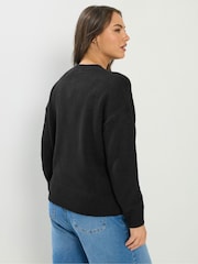 Yours Curve Black Button Thru Bomber Jacket - Image 3 of 5