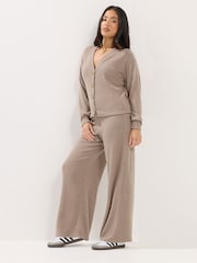 PixieGirl Petite Brown Soft Touch Fine Ribbed Cardigan - Image 2 of 5