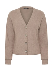PixieGirl Petite Brown Soft Touch Fine Ribbed Cardigan - Image 5 of 5