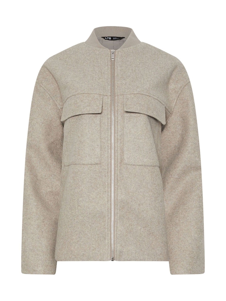 Long Tall Sally Natural Cosy Bomber Jacket - Image 5 of 5 Long Tall Sally Natural Cosy Bomber Jacket - Image 5 of 5