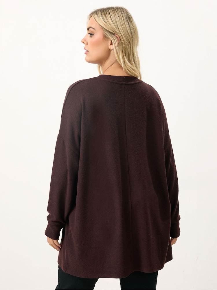 Yours Curve Brown Placement Animal Heart Jumper - Image 2 of 5