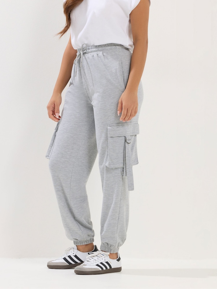 PixieGirl Petite Grey Marl Cargo Joggers - Image 2 of 5 PixieGirl Petite Grey Marl Cargo Joggers - Image 2 of 5