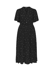 Yours Curve Black Spot Half Placket Dress - Image 5 of 5