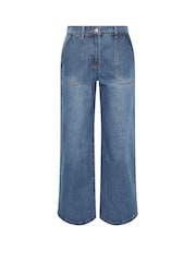 PixieGirl Petite Blue Plait Pocket Wide Leg Jeans - Image 5 of 5