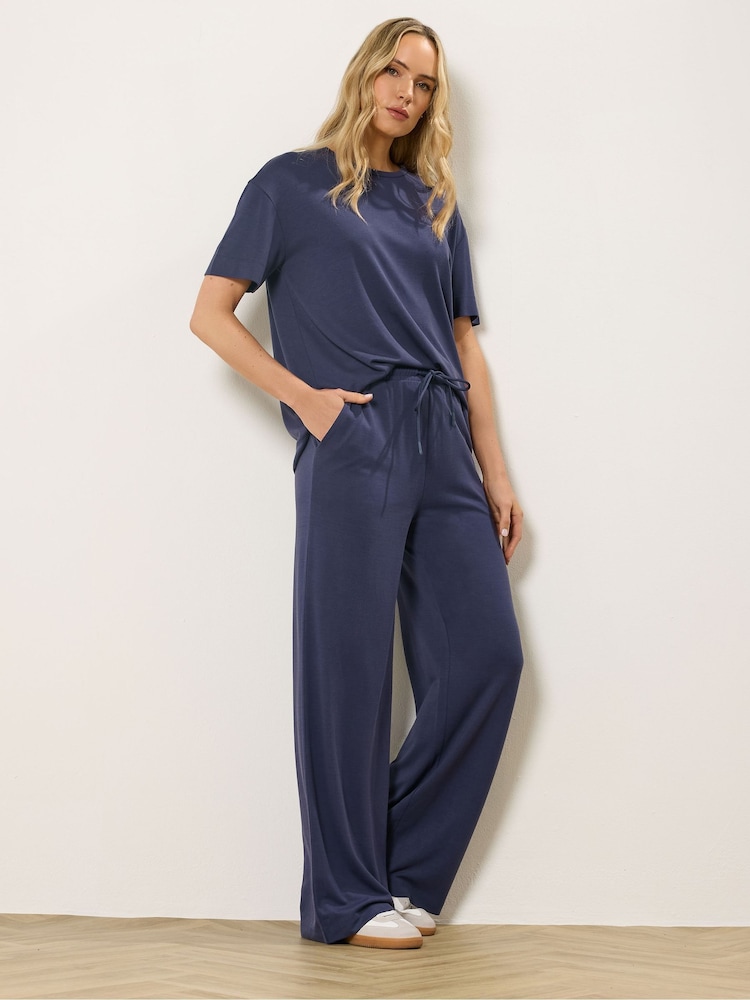 Long Tall Sally Blue Premium Wide Leg Joggers - Image 1 of 5