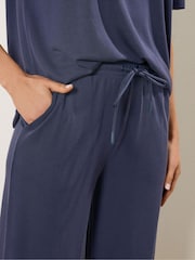 Long Tall Sally Blue Premium Wide Leg Joggers - Image 4 of 5