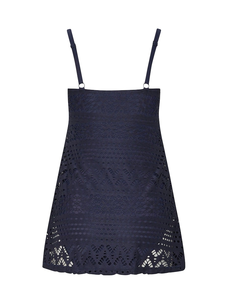 Long Tall Sally Blue Crochet Skirted Swimsuit - Image 6 of 6
