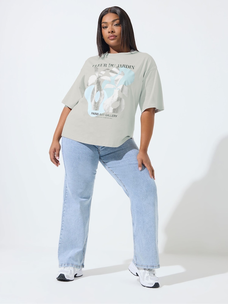 Yours Curve Grey Limited Foil Vase T-Shirt - Image 2 of 5 Yours Curve Grey Limited Foil Vase T-Shirt - Image 2 of 5