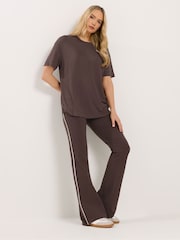 Long Tall Sally Brown Side Stripe Flare Leggings - Image 1 of 5