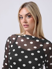 Yours Curve Black Limited Polka Dot Scarf Dress - Image 4 of 5