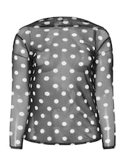 Yours Curve Black Limited Polka Dot Scarf Dress - Image 5 of 5