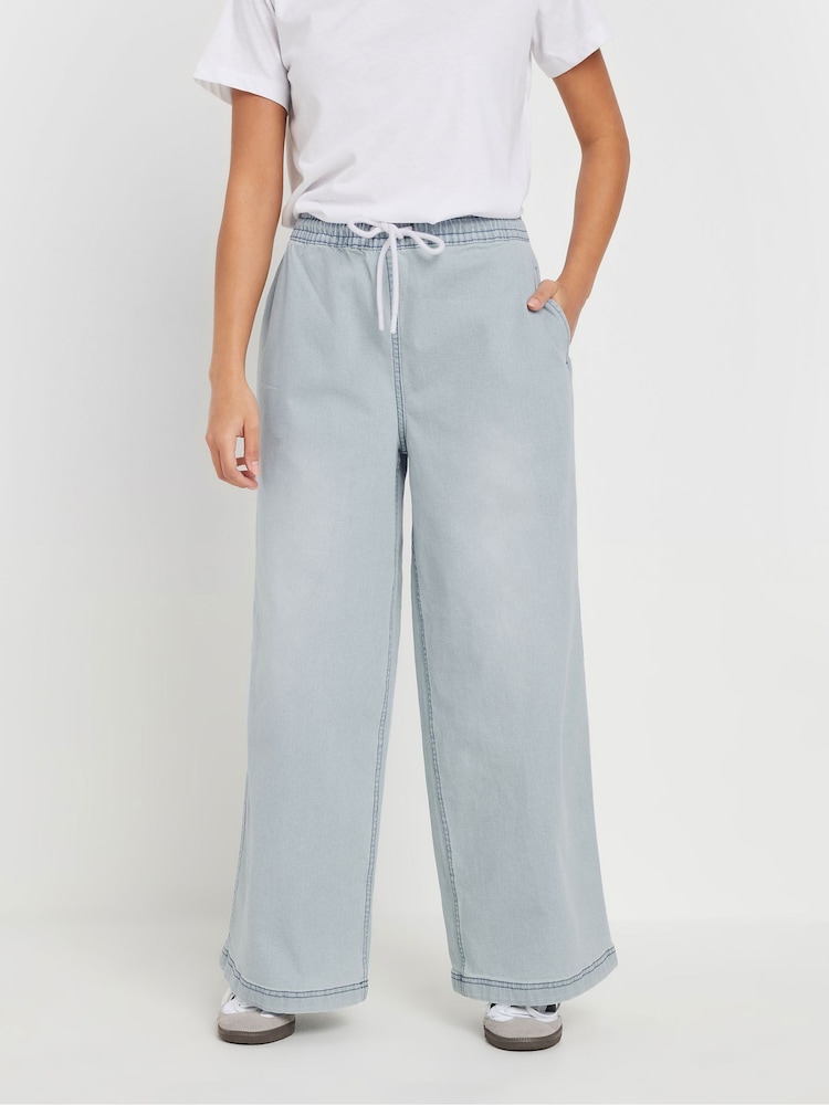 PixieGirl Petite Blue Pull On Wide Leg Jeans - Image 2 of 5 PixieGirl Petite Blue Pull On Wide Leg Jeans - Image 2 of 5