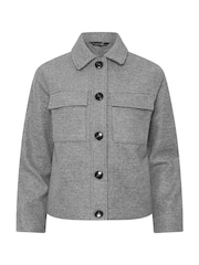 PixieGirl Petite Grey Faux Wool Trucker Jacket - Image 5 of 5