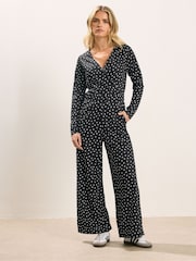 PixieGirl Petite Black Spot Wide Leg Jumpsuit - Image 2 of 5