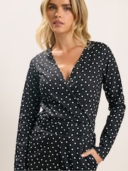 PixieGirl Petite Black Spot Wide Leg Jumpsuit - Image 4 of 5