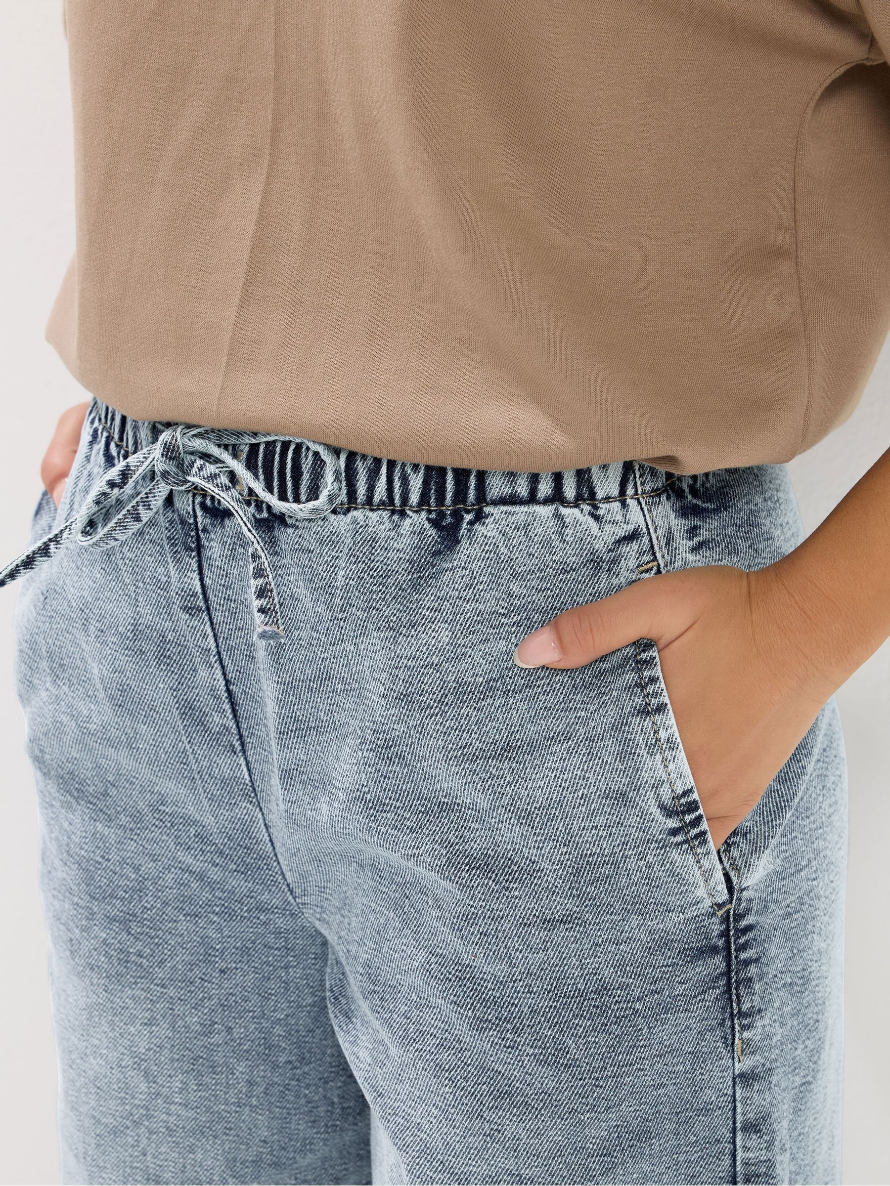 Buy PixieGirl Petite Mid Blue Pull On Wide Leg Jeans from Next Hungary