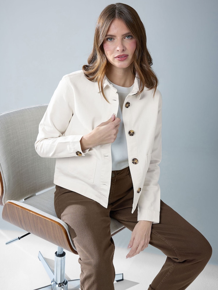 M&Co Cream Twill Shacket - Image 1 of 2 M&Co Cream Twill Shacket - Image 1 of 2