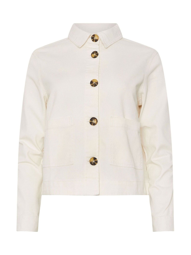 M&Co Cream Twill Shacket - Image 2 of 2 M&Co Cream Twill Shacket - Image 2 of 2