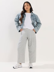 PixieGirl Petite Grey Stripe Scuba Barrel Trouser - Image 1 of 5