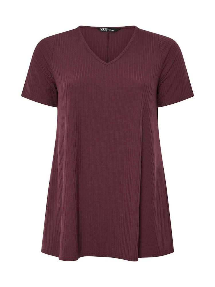 Yours Curve חולצה בסגנון סווינג מבד ריב עם צווארון וי - תמונה 5 מתוך 5