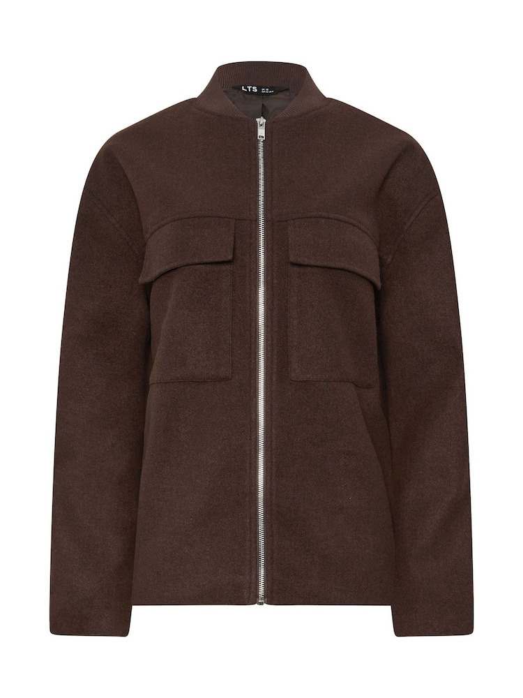 Long Tall Sally Brown Cosy Bomber Jacket - Image 5 of 5 Long Tall Sally Brown Cosy Bomber Jacket - Image 5 of 5