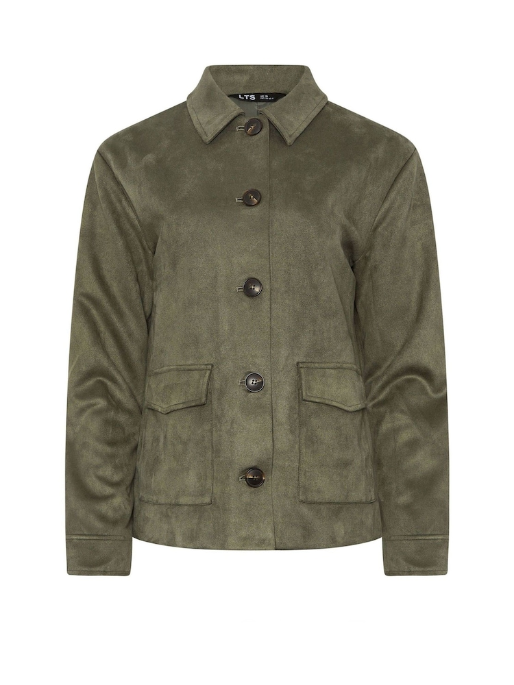 Long Tall Sally Green Suedette Trucker Jacket - Image 5 of 5
