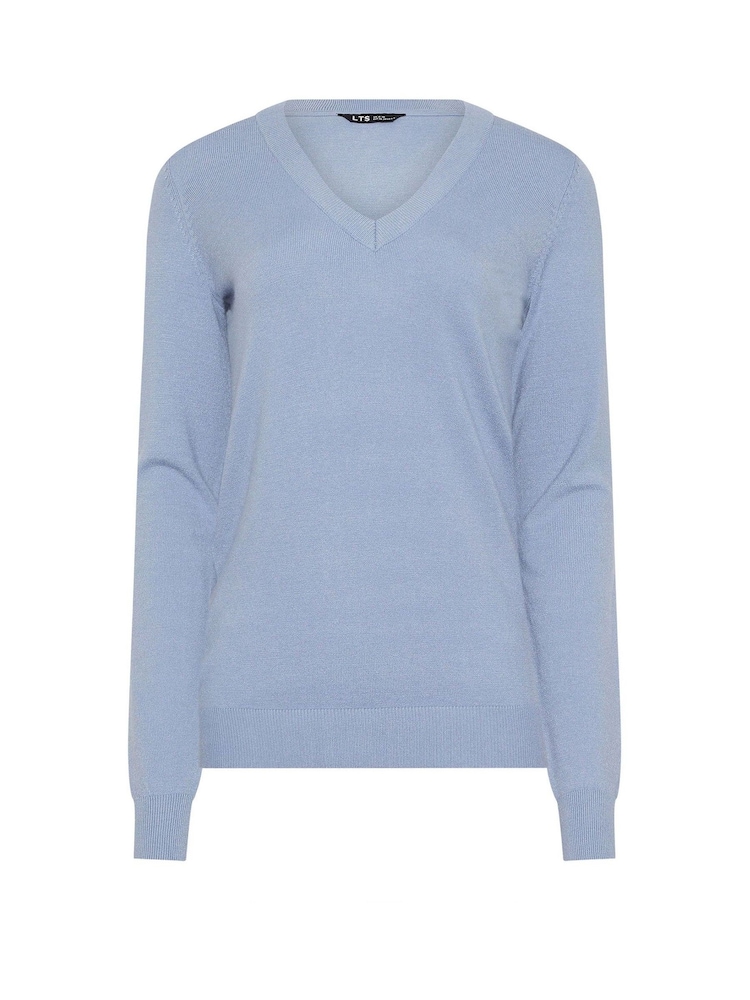 Long Tall Sally Blue Fine Gauge V-Neck Jumper - Image 5 of 5 Long Tall Sally Blue Fine Gauge V-Neck Jumper - Image 5 of 5