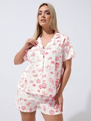 Yours Curve White Limited Valentines Shirt & Short Pyjamas Set - Image 1 of 5