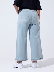 Yours Curve Blue Limited Split Hem Jeans - Image 3 of 4