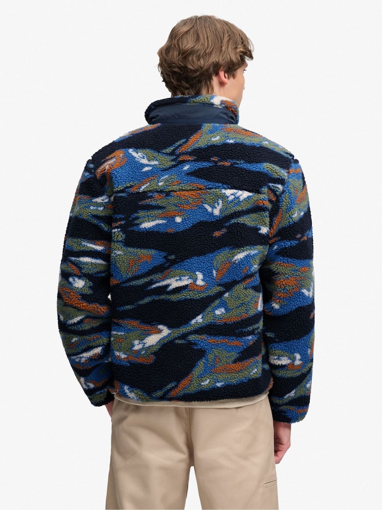 Superdry Blue Terrain Camo Zip Through Fleece - Image 2 of 6