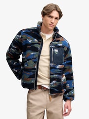 Superdry Blue Terrain Camo Zip Through Fleece - Image 3 of 6