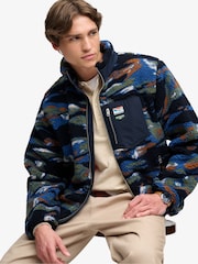 Superdry Blue Terrain Camo Zip Through Fleece - Image 4 of 6