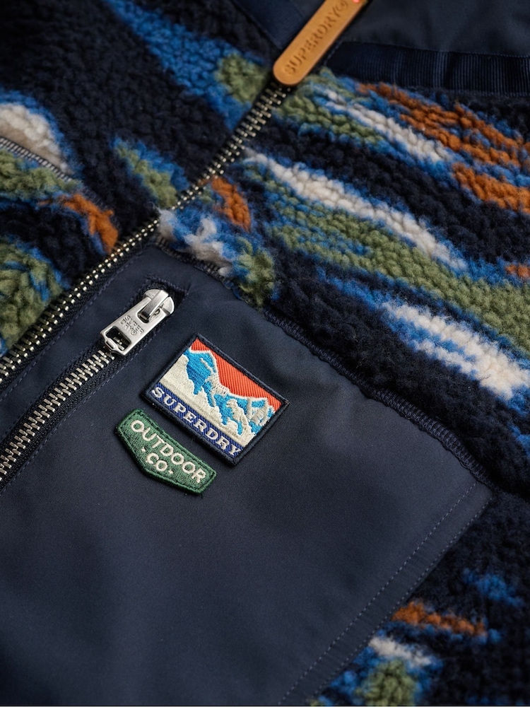 Superdry Blue Terrain Camo Zip Through Fleece - Image 6 of 6