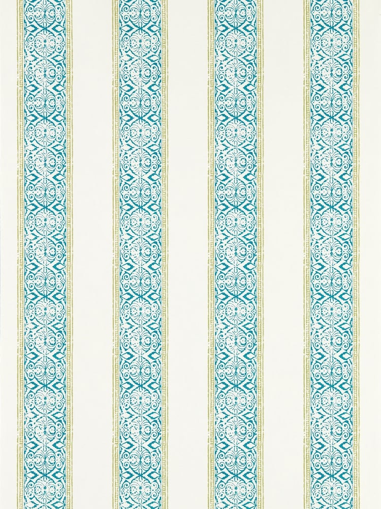 Clarke and Clarke Teal Kalamkari Indira 10M Wallpaper Wallcoverings - Image 1 of 1