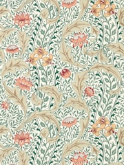 Morris & Co CoralTeal Wild Tulip & Vine Unfinished Works 10M Wallpaper - Image 2 of 2