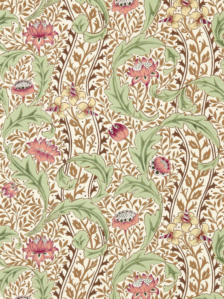 Morris & Co RoseLinen Wild Tulip & Vine Unfinished Works 10M Wallpaper - Image 2 of 2 Morris & Co RoseLinen Wild Tulip & Vine Unfinished Works 10M Wallpaper - Image 2 of 2
