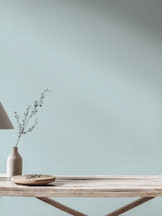 Hoopla Walls Denim Mix Ditsy Diamond Blush 10M Wallpaper - Image 1 of 2