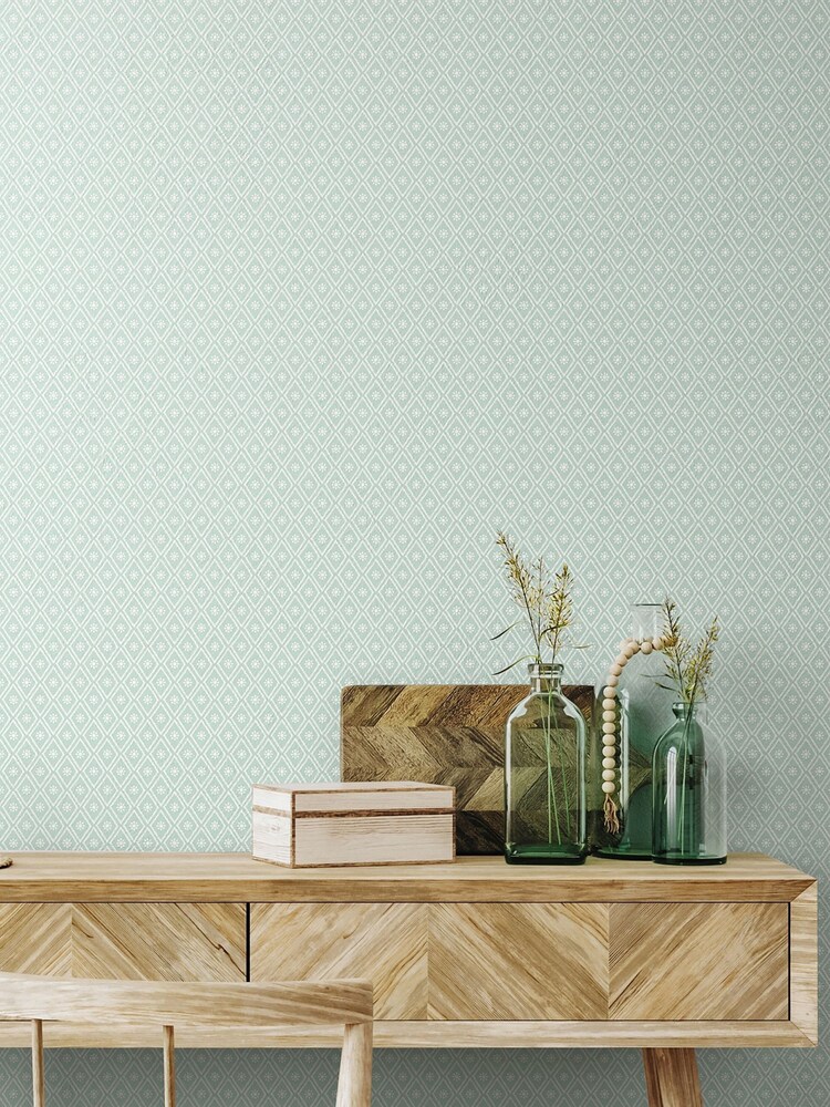 Hoopla Walls Seaglass Ditsy Diamond Blush 10M Wallpaper - Image 1 of 2 Hoopla Walls Seaglass Ditsy Diamond Blush 10M Wallpaper - Image 1 of 2