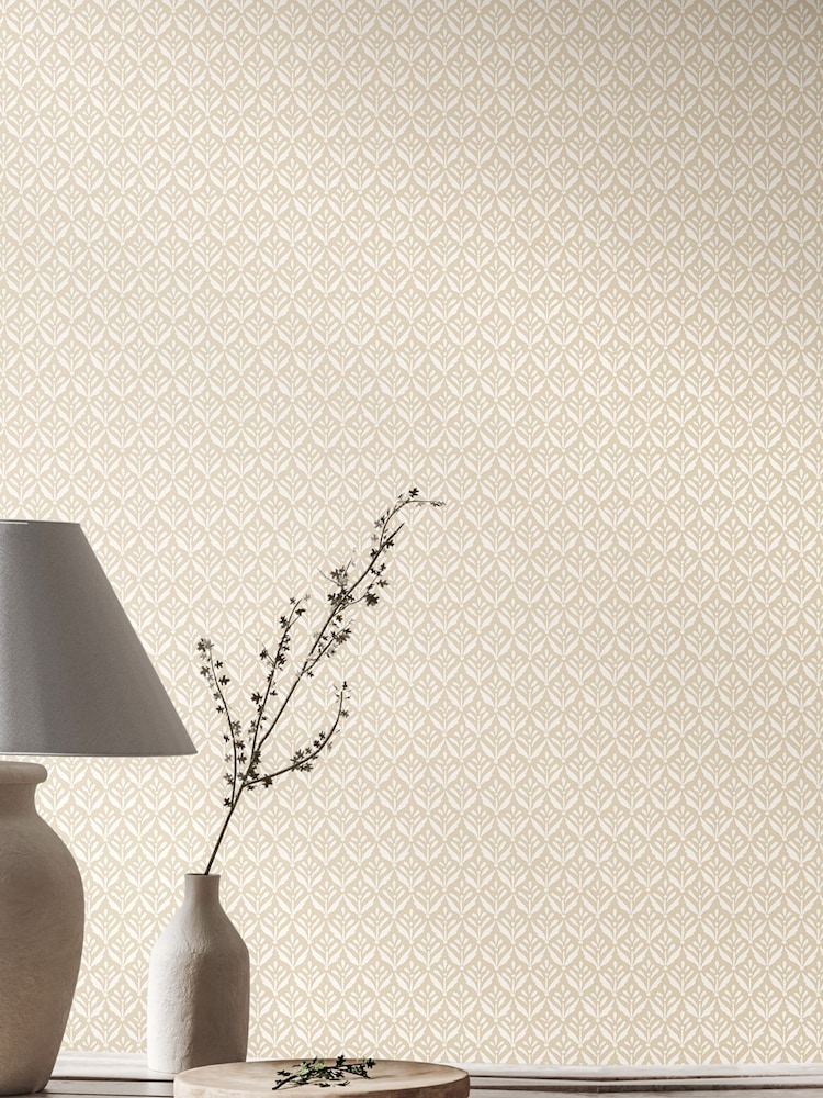 Hoopla Walls Linen Mini Leaf Sky 10M Wallpaper - Image 1 of 2 Hoopla Walls Linen Mini Leaf Sky 10M Wallpaper - Image 1 of 2