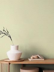 Hoopla Walls Pistachio Ditsy Diamond Blush 10M Wallpaper - Image 1 of 2
