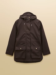 Joules Portwell Chocolate Brown Waterproof Hooded Raincoat - Image 11 of 11